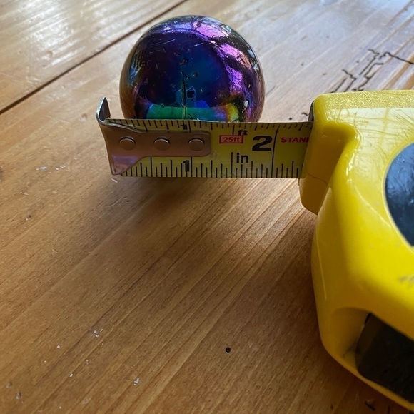 LARGE ART GLASS SHOOTER MARBLE- Blue CARNIVAL IRIDESCENT 6.25" around - Picture 6 of 8